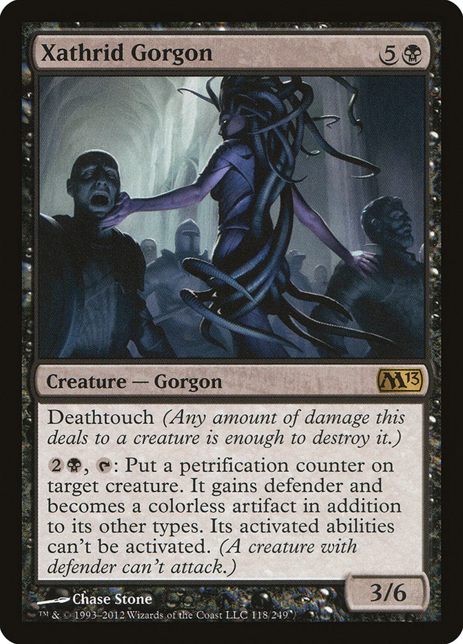 This Is An Image Of The Magic The Gathering Card Xathrid Gorgon From The Set Magic 2013 - Designed By Artist Chase Stone