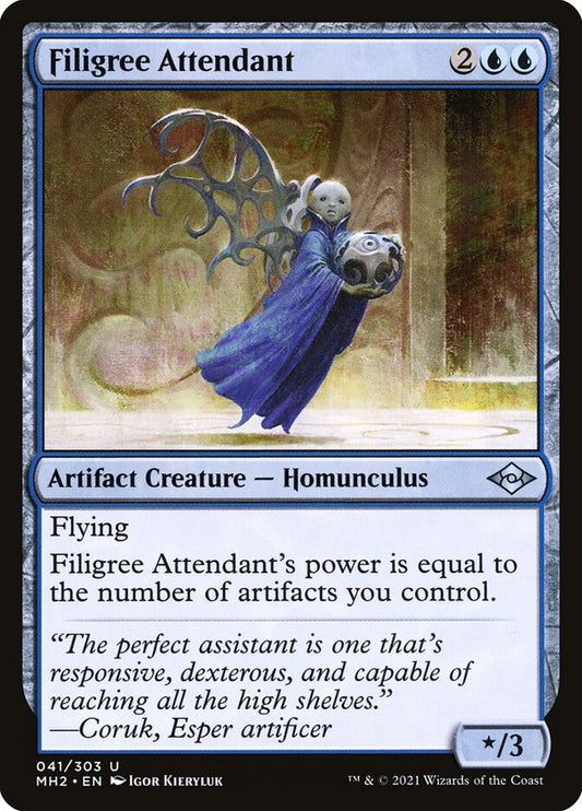 This Is An Image Of The Magic The Gathering Card Filigree Attendant From The Set Commander Masters - Designed By Artist Igor Kieryluk