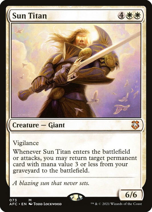 This Is An Image Of The Magic The Gathering Card Sun Titan From The Set Tarkir: Dragonstorm Commander - Designed By Artist Todd Lockwood