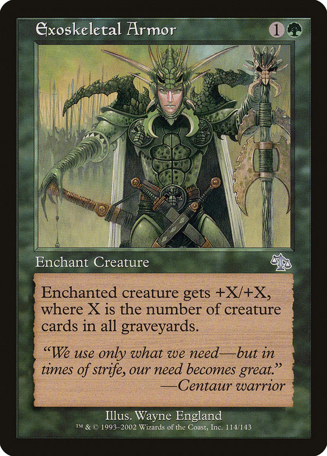 This Is An Image Of The Magic The Gathering Card Exoskeletal Armor From The Set Judgment - Designed By Artist Wayne England