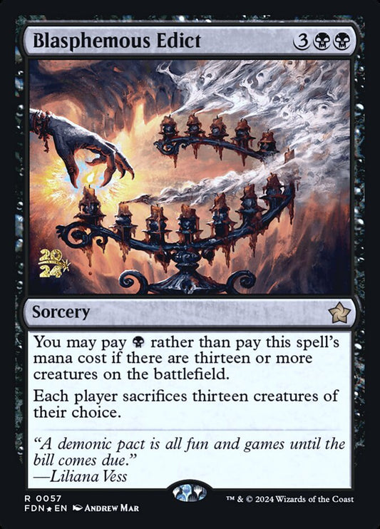 This Is An Image Of The Magic The Gathering Card Blasphemous Edict From The Set Foundations - Designed By Artist Andrew Mar