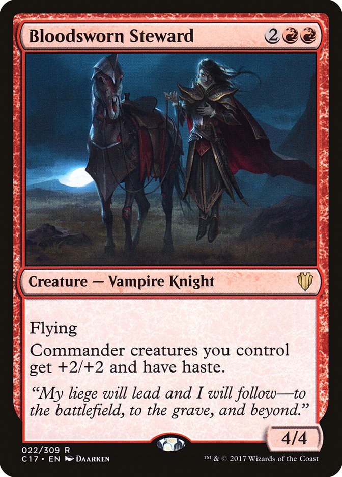 This Is An Image Of The Magic The Gathering Card Bloodsworn Steward From The Set Crimson Vow Commander - Designed By Artist Daarken