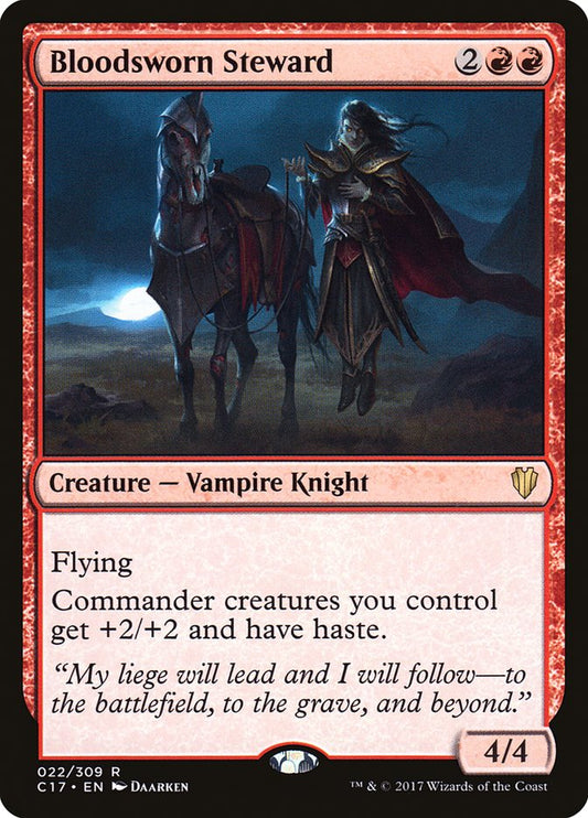 This Is An Image Of The Magic The Gathering Card Bloodsworn Steward From The Set Crimson Vow Commander - Designed By Artist Daarken