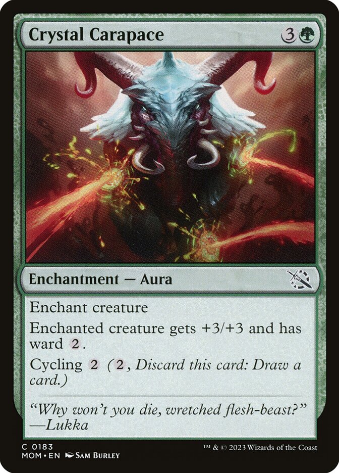 This Is An Image Of The Magic The Gathering Card Crystal Carapace From The Set March of the Machine - Designed By Artist Sam Burley