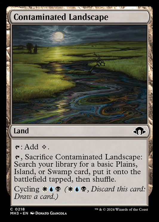 This Is An Image Of The Magic The Gathering Card Contaminated Landscape From The Set Modern Horizons 3 - Designed By Artist Donato Giancola