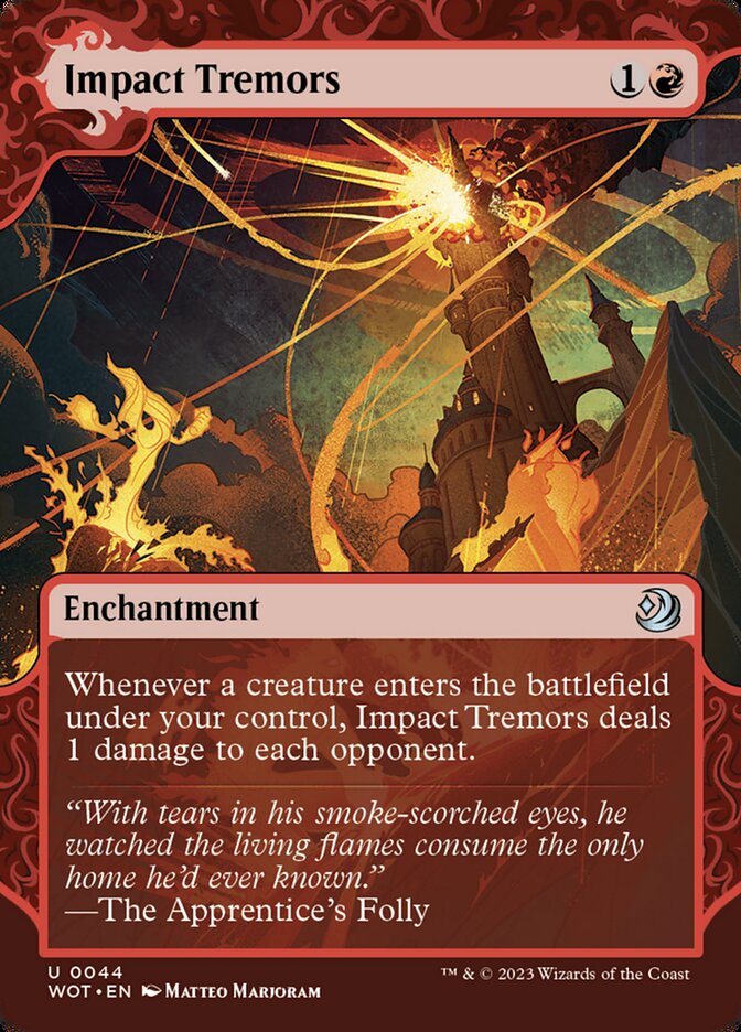 This Is An Image Of The Magic The Gathering Card Impact Tremors From The Set Foundations - Designed By Artist Lake Hurwitz