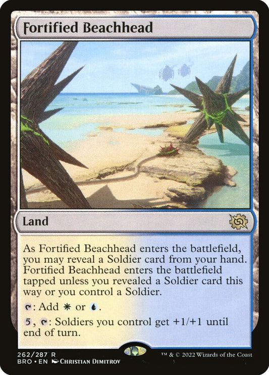 This Is An Image Of The Magic The Gathering Card Fortified Beachhead From The Set The Brothers' War - Designed By Artist Christian Dimitrov
