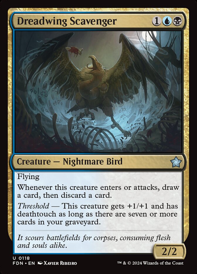 This Is An Image Of The Magic The Gathering Card Dreadwing Scavenger From The Set Foundations - Designed By Artist Xavier Ribeiro
