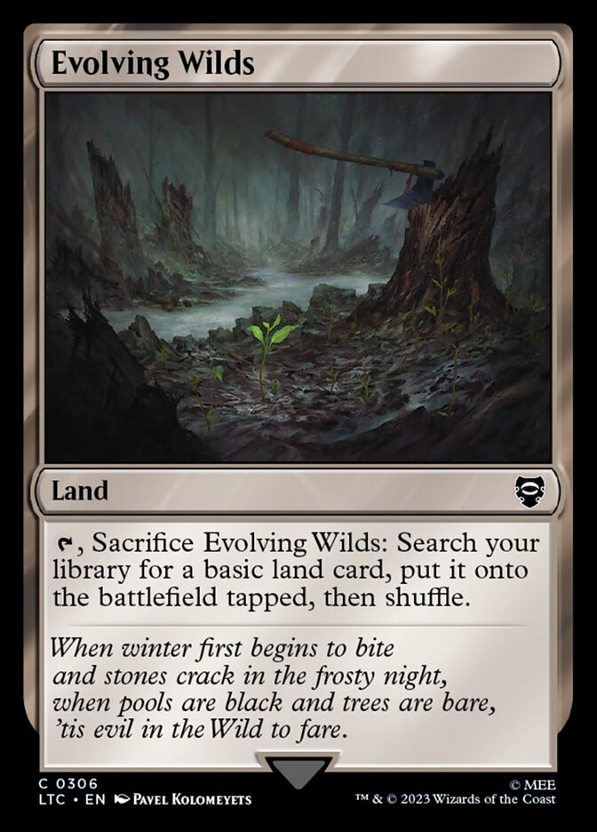 This Is An Image Of The Magic The Gathering Card Evolving Wilds From The Set Tarkir: Dragonstorm - Designed By Artist Leon Tukker