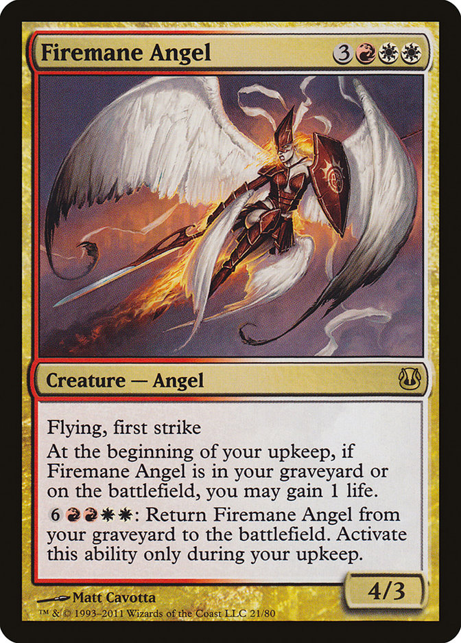 This Is An Image Of The Magic The Gathering Card Firemane Angel From The Set Iconic Masters - Designed By Artist Matt Cavotta