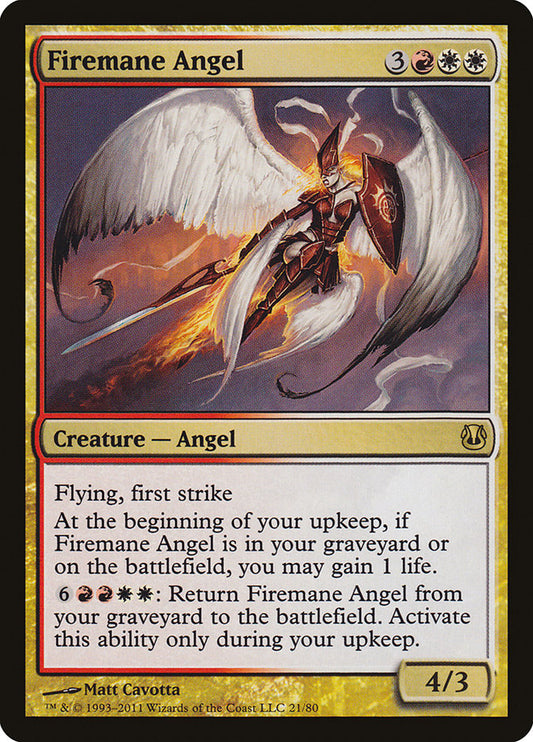 This Is An Image Of The Magic The Gathering Card Firemane Angel From The Set Iconic Masters - Designed By Artist Matt Cavotta