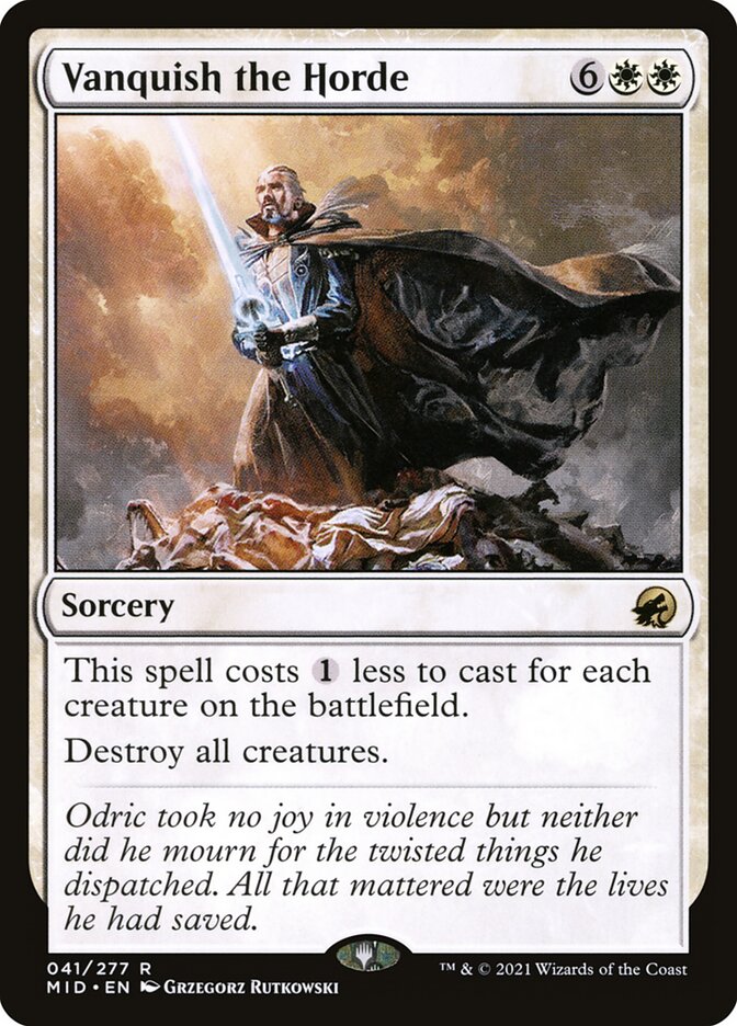 This Is An Image Of The Magic The Gathering Card Vanquish the Horde From The Set Tarkir: Dragonstorm Commander - Designed By Artist Johann Bodin