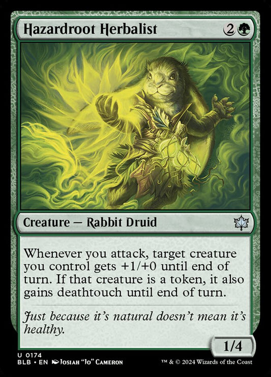 This Is An Image Of The Magic The Gathering Card Hazardroot Herbalist From The Set Bloomburrow - Designed By Artist Josiah "Jo" Cameron