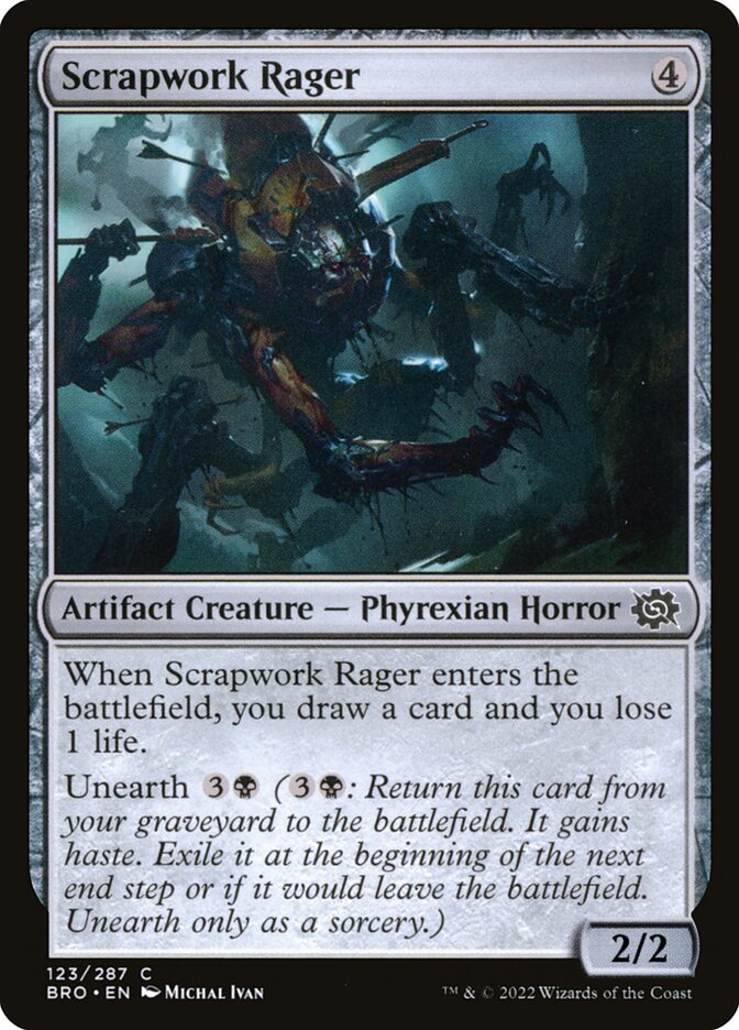 This Is An Image Of The Magic The Gathering Card Scrapwork Rager From The Set The Brothers' War - Designed By Artist Michal Ivan