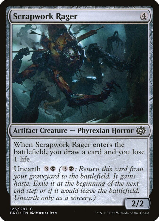 This Is An Image Of The Magic The Gathering Card Scrapwork Rager From The Set The Brothers' War - Designed By Artist Michal Ivan