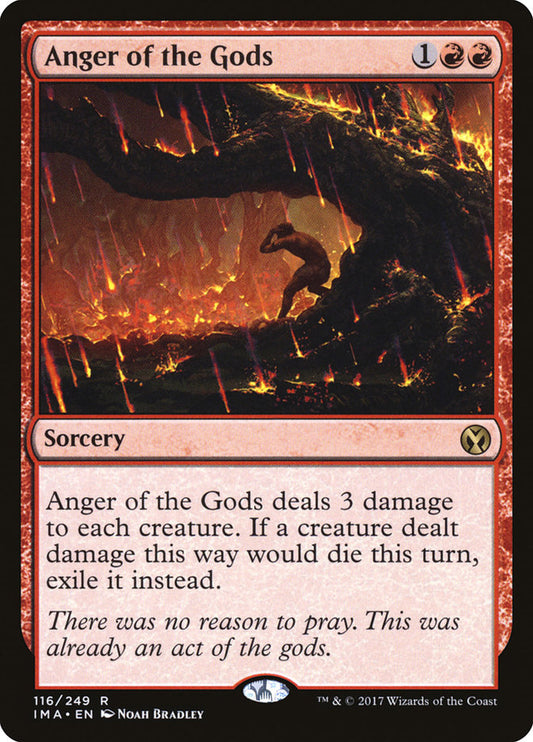 This Is An Image Of The Magic The Gathering Card Anger of the Gods From The Set Double Masters 2022 - Designed By Artist Yigit Koroglu