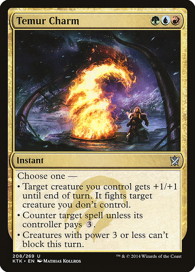 This Is An Image Of The Magic The Gathering Card Temur Charm From The Set Commander 2020 - Designed By Artist Mathias Kollros
