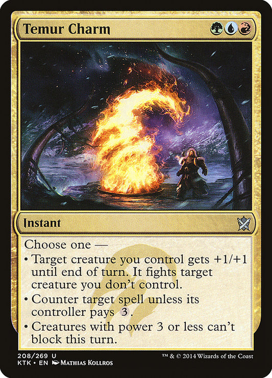 This Is An Image Of The Magic The Gathering Card Temur Charm From The Set Commander 2020 - Designed By Artist Mathias Kollros