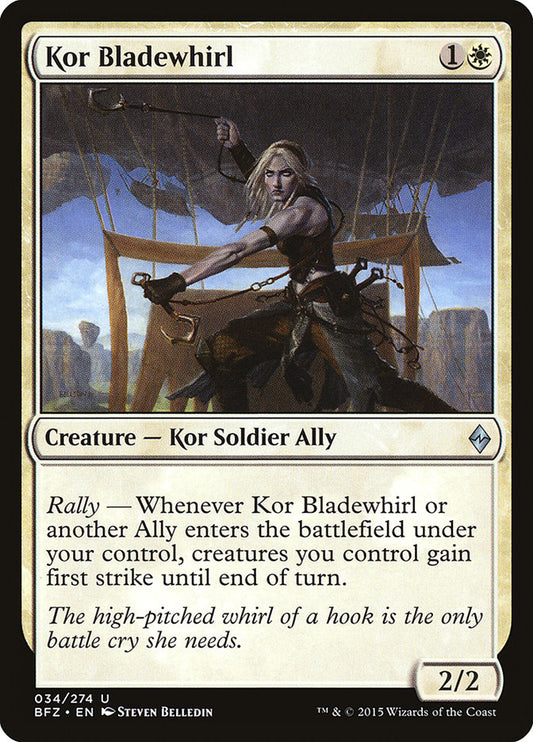 This Is An Image Of The Magic The Gathering Card Kor Bladewhirl From The Set Battle for Zendikar - Designed By Artist Steven Belledin