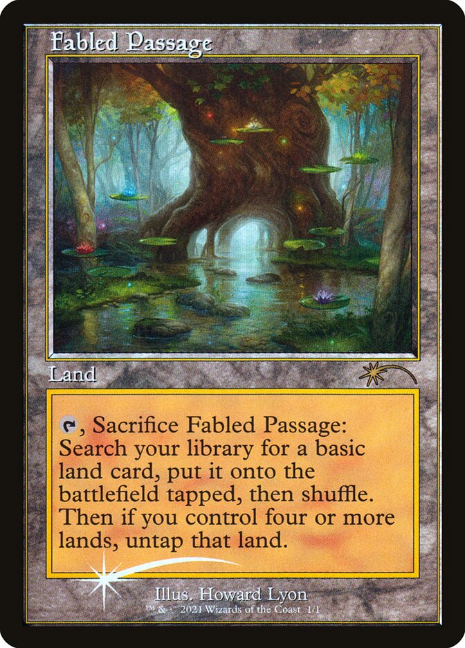 This Is An Image Of The Magic The Gathering Card Fabled Passage From The Set Bloomburrow - Designed By Artist Adam Paquette