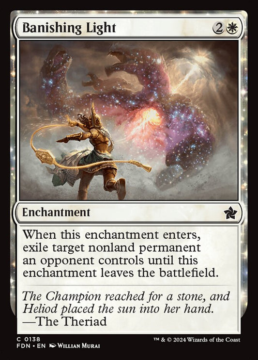 This Is An Image Of The Magic The Gathering Card Banishing Light From The Set Foundations - Designed By Artist Willian Murai