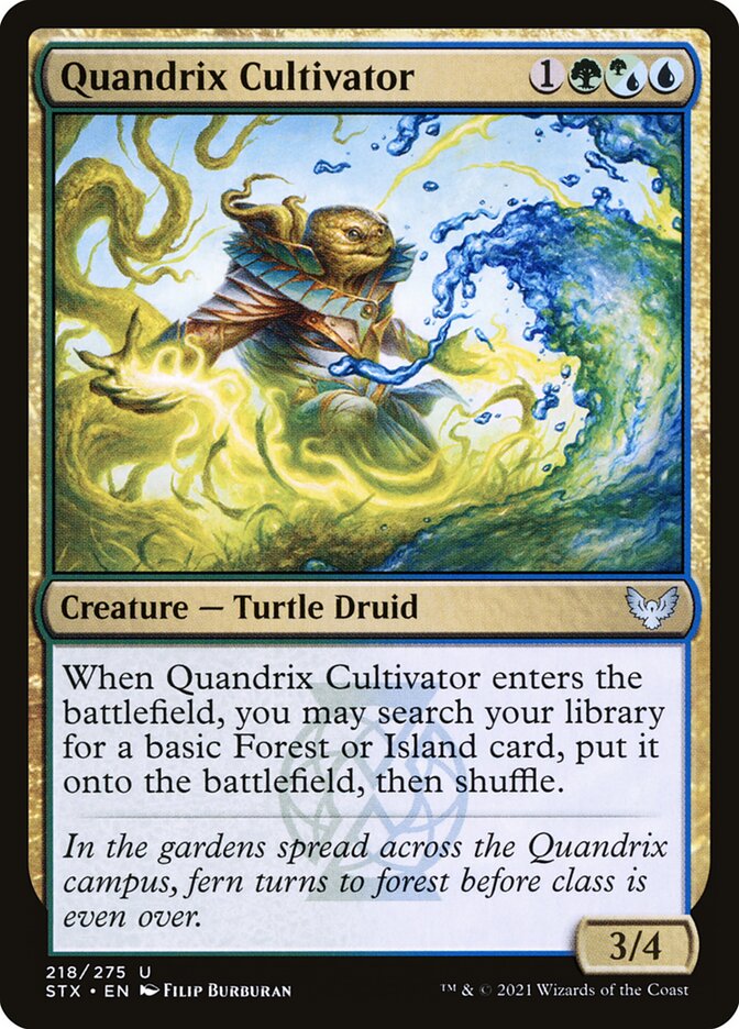 This Is An Image Of The Magic The Gathering Card Quandrix Cultivator From The Set Strixhaven: School of Mages - Designed By Artist Filip Burburan