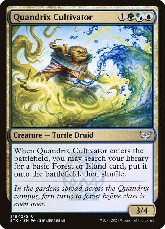 This Is An Image Of The Magic The Gathering Card Quandrix Cultivator From The Set Strixhaven: School of Mages - Designed By Artist Filip Burburan