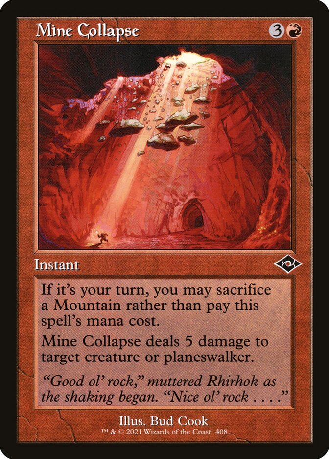 This Is An Image Of The Magic The Gathering Card Mine Collapse From The Set Modern Horizons 2 - Designed By Artist Bud Cook