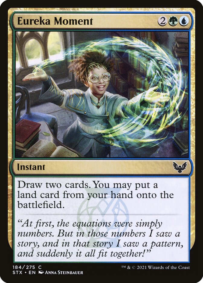 This Is An Image Of The Magic The Gathering Card Eureka Moment From The Set Duskmourn: House of Horror Commander - Designed By Artist Anna Steinbauer