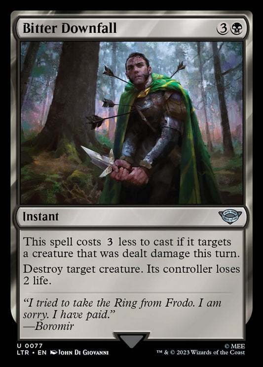 This Is An Image Of The Magic The Gathering Card Bitter Downfall From The Set The Lord of the Rings: Tales of Middle-earth - Designed By Artist John Di Giovanni