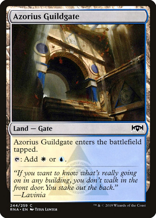 This Is An Image Of The Magic The Gathering Card Azorius Guildgate From The Set Foundations - Designed By Artist Drew Baker