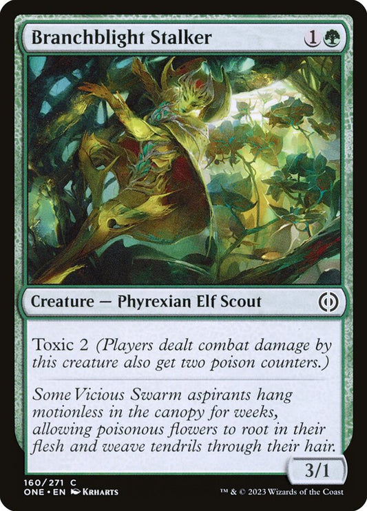 This Is An Image Of The Magic The Gathering Card Branchblight Stalker From The Set Phyrexia: All Will Be One - Designed By Artist Krharts