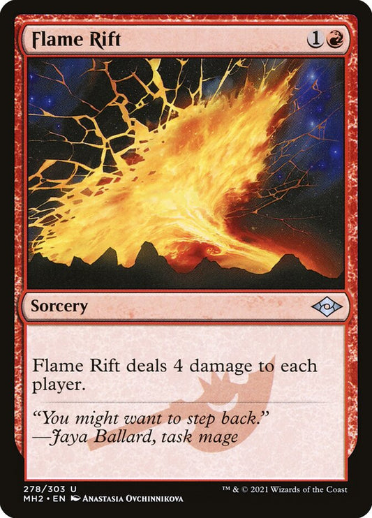 This Is An Image Of The Magic The Gathering Card Flame Rift From The Set Modern Horizons 2 - Designed By Artist Anastasia Ovchinnikova