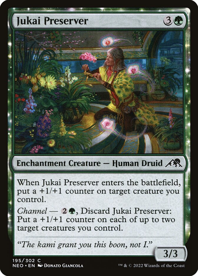 This Is An Image Of The Magic The Gathering Card Jukai Preserver From The Set Kamigawa: Neon Dynasty - Designed By Artist Donato Giancola