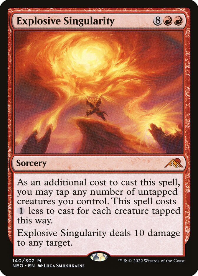 This Is An Image Of The Magic The Gathering Card Explosive Singularity From The Set Kamigawa: Neon Dynasty - Designed By Artist Liiga Smilshkalne