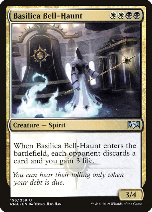 This Is An Image Of The Magic The Gathering Card Basilica Bell-Haunt From The Set Ravnica Allegiance - Designed By Artist Yeong-Hao Han
