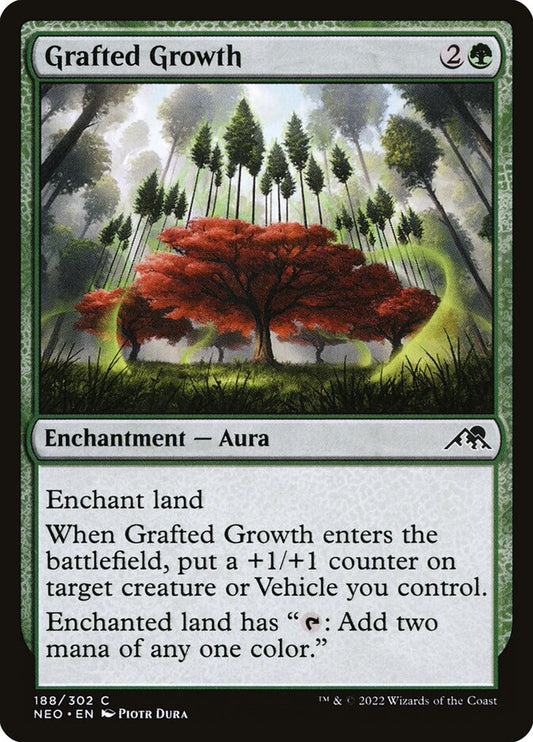 This Is An Image Of The Magic The Gathering Card Grafted Growth From The Set Kamigawa: Neon Dynasty - Designed By Artist Piotr Dura