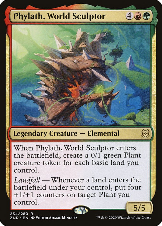 This Is An Image Of The Magic The Gathering Card Phylath, World Sculptor From The Set Zendikar Rising - Designed By Artist Victor Adame Minguez