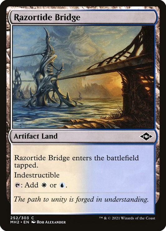 This Is An Image Of The Magic The Gathering Card Razortide Bridge From The Set Modern Horizons 2 - Designed By Artist Rob Alexander