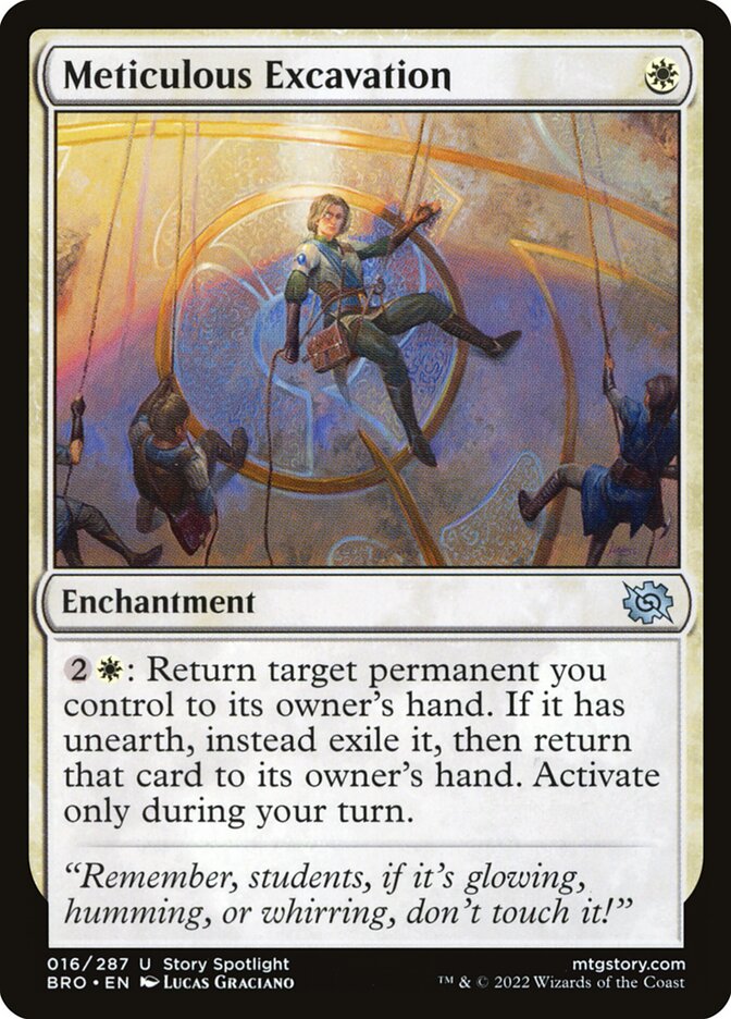 This Is An Image Of The Magic The Gathering Card Meticulous Excavation From The Set The Brothers' War - Designed By Artist Lucas Graciano