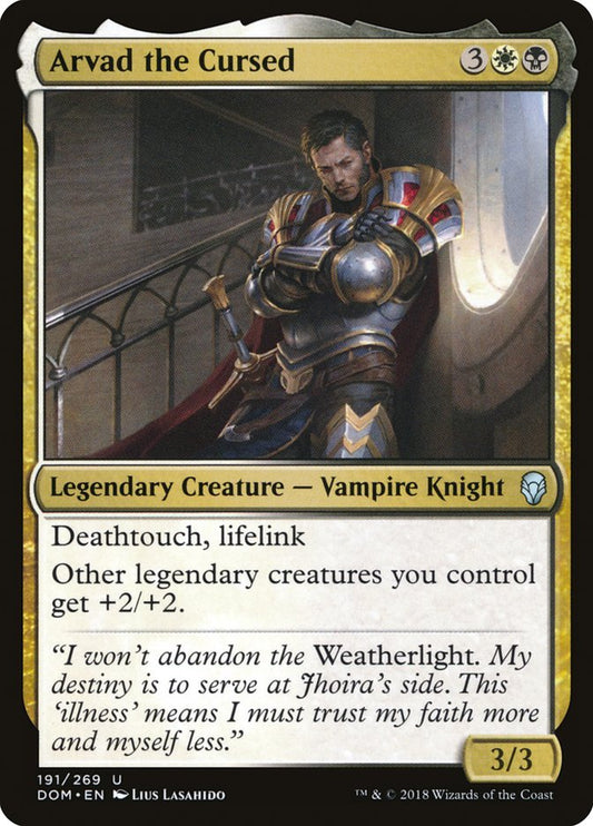 This Is An Image Of The Magic The Gathering Card Arvad the Cursed From The Set March of the Machine Commander - Designed By Artist Lius Lasahido