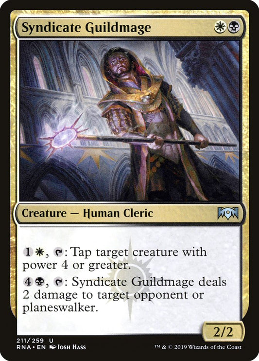 This Is An Image Of The Magic The Gathering Card Syndicate Guildmage From The Set Ravnica Allegiance - Designed By Artist Josh Hass