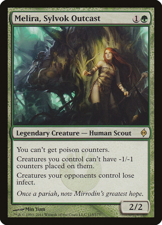 This Is An Image Of The Magic The Gathering Card Melira, Sylvok Outcast From The Set New Phyrexia - Designed By Artist Min Yum