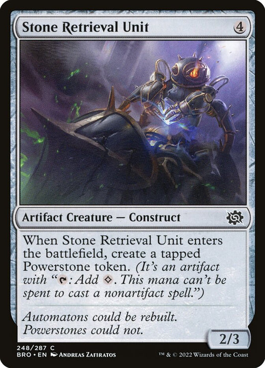 This Is An Image Of The Magic The Gathering Card Stone Retrieval Unit From The Set The Brothers' War - Designed By Artist Andreas Zafiratos