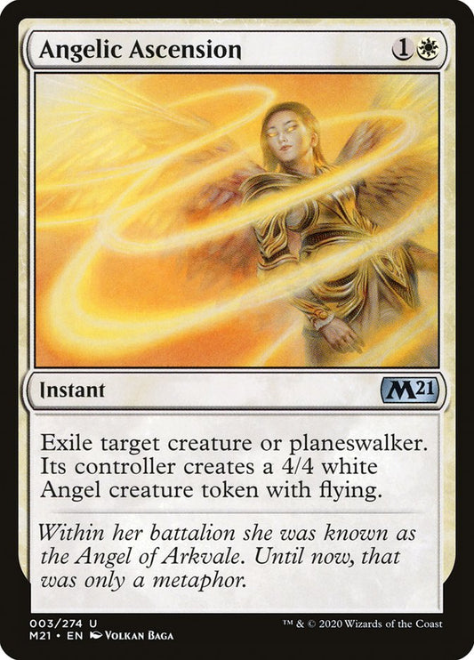 This Is An Image Of The Magic The Gathering Card Angelic Ascension From The Set Core Set 2021 - Designed By Artist Volkan Baǵa