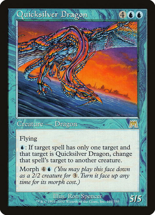 This Is An Image Of The Magic The Gathering Card Quicksilver Dragon From The Set Duel Decks Anthology: Jace vs. Chandra - Designed By Artist Ron Spencer