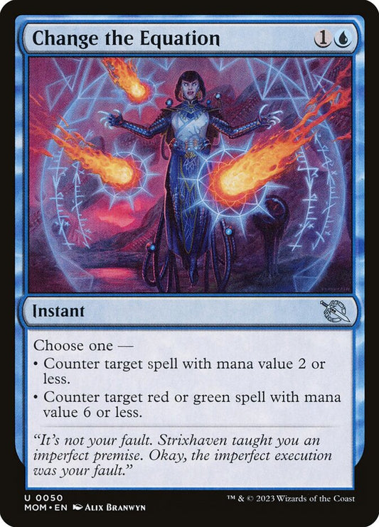 This Is An Image Of The Magic The Gathering Card Change the Equation From The Set March of the Machine - Designed By Artist Alix Branwyn