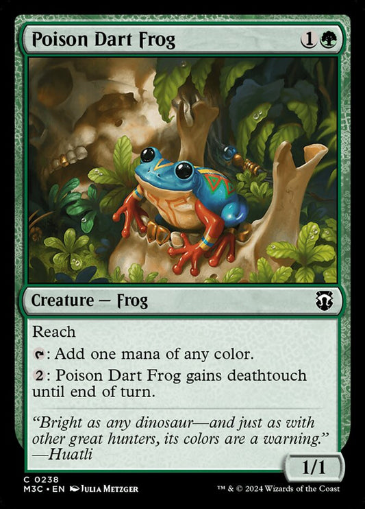 This Is An Image Of The Magic The Gathering Card Poison Dart Frog From The Set The Lost Caverns of Ixalan - Designed By Artist Julia Metzger