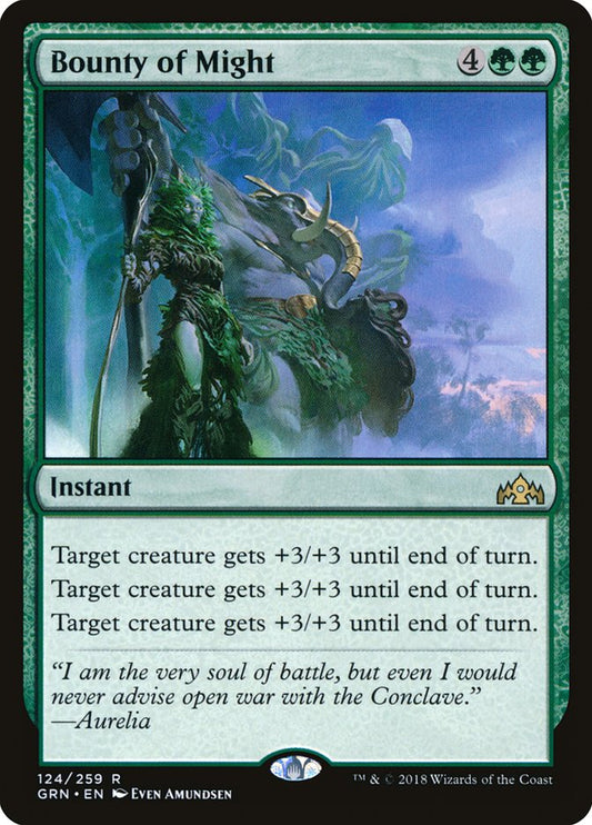 This Is An Image Of The Magic The Gathering Card Bounty of Might From The Set Guilds of Ravnica - Designed By Artist Even Amundsen