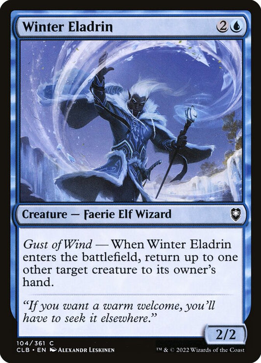 This Is An Image Of The Magic The Gathering Card Winter Eladrin From The Set Commander Legends: Battle for Baldur's Gate - Designed By Artist Alexandr Leskinen